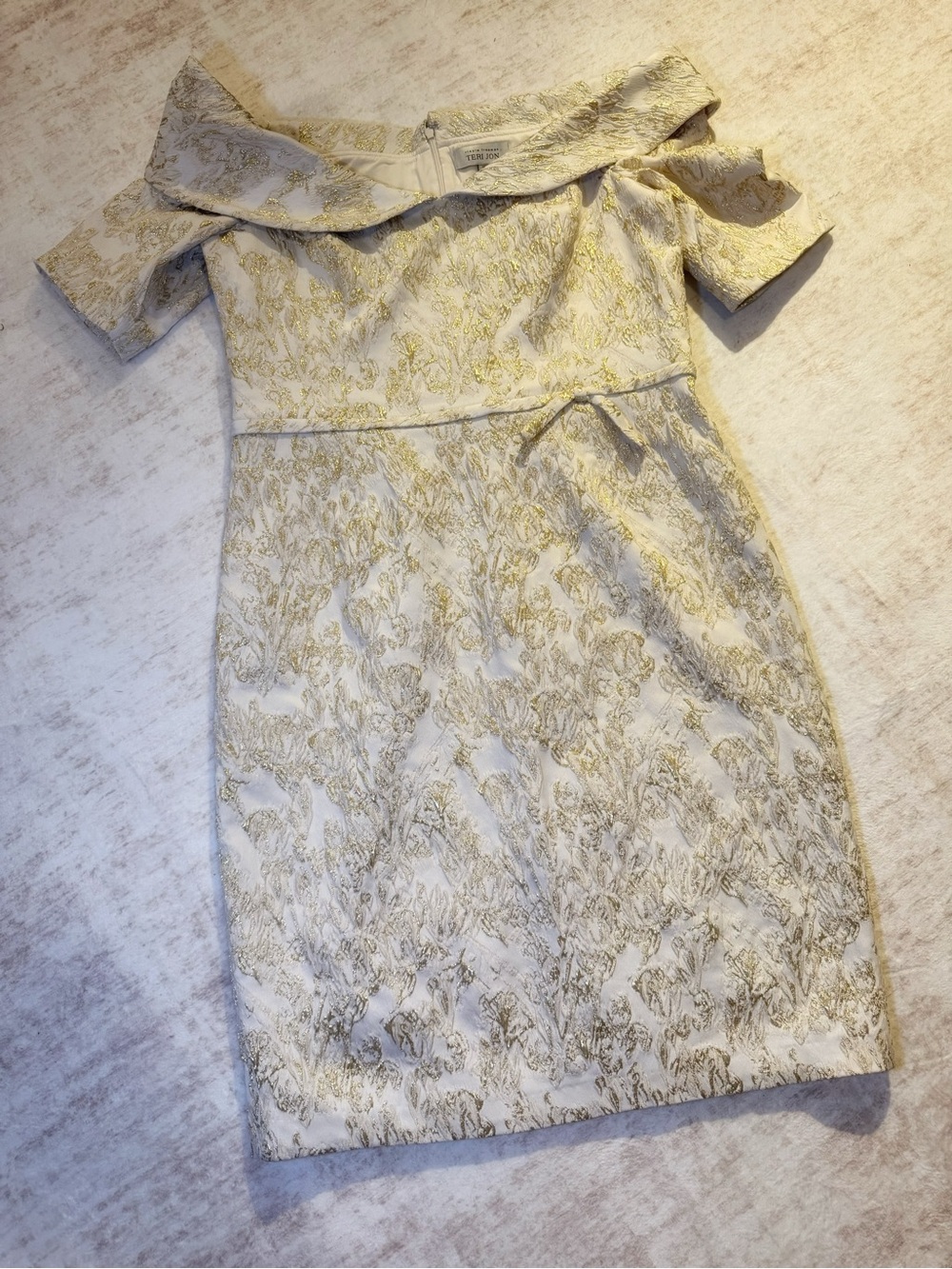 Teri Jon Gold and Cream Brocade Dress | NWT | Baroque Pattern
